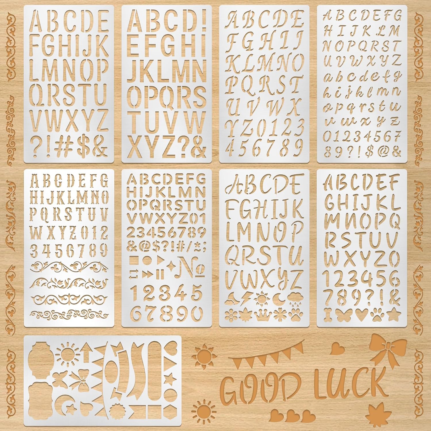 Art Craft Number - Conjunto de 9 Estênceis de Letras