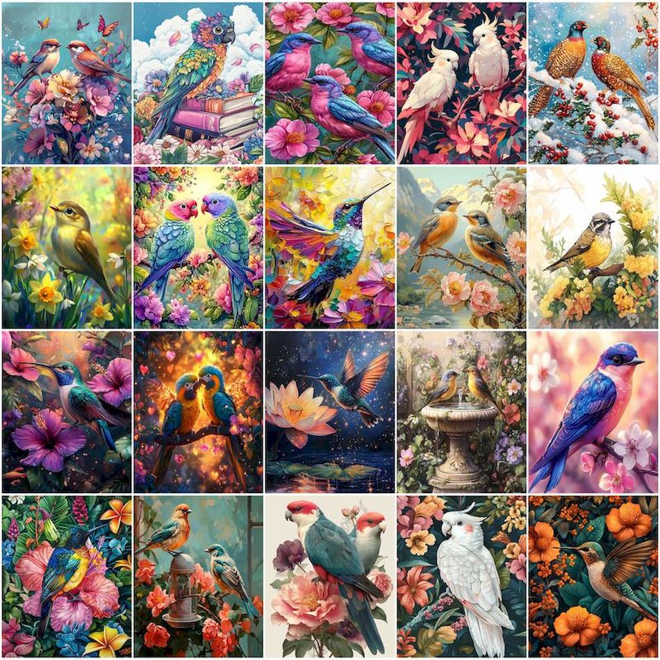 Art Craft Number - Gatyztory pintura por números óleo pássaro