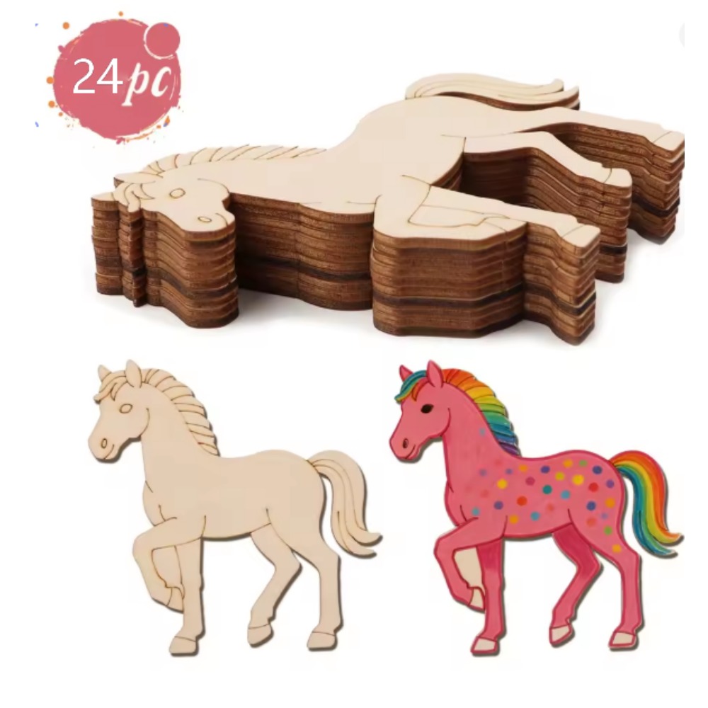 Art Craft Horse - 24 Peças de Recortes de Madeira