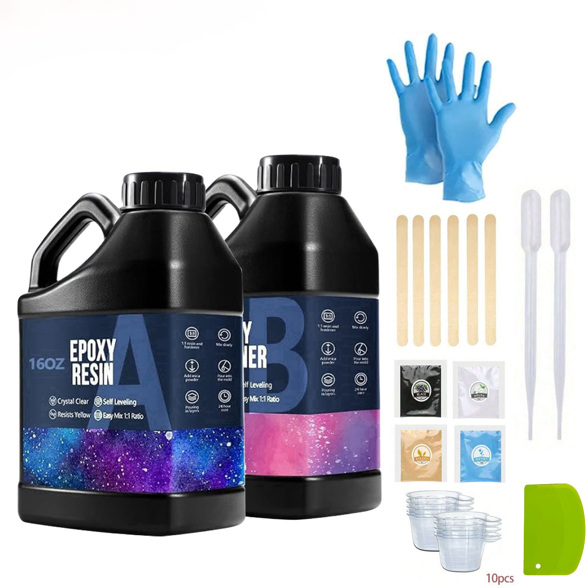 Art Craft Easy - Kit de resina epóxi cristalina 1000ml,