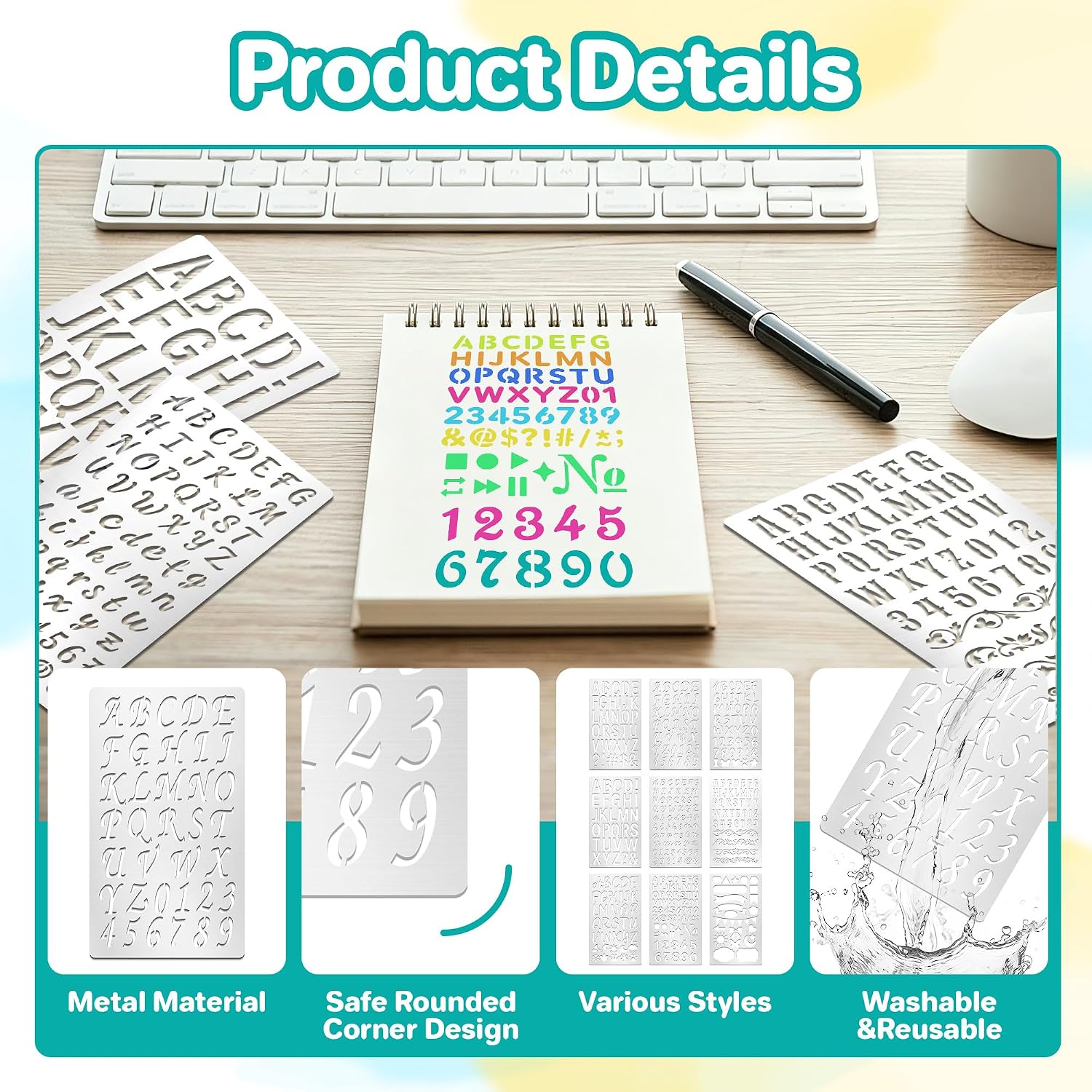 Conjunto de 9 Estênceis de Let - Art Craft Number avaliação e preço