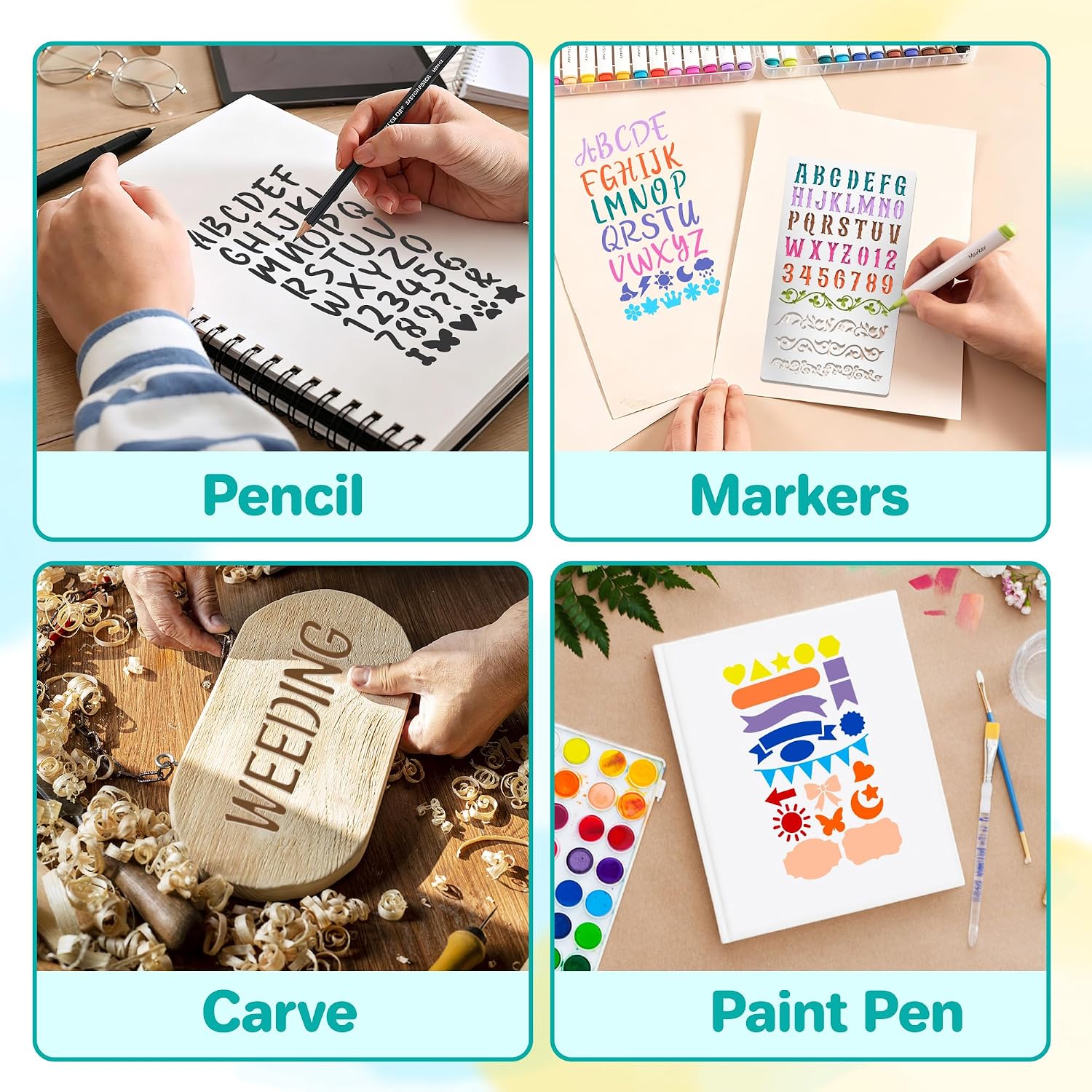 Conjunto de 9 Estênceis de Let - Art Craft Number avaliação e preço